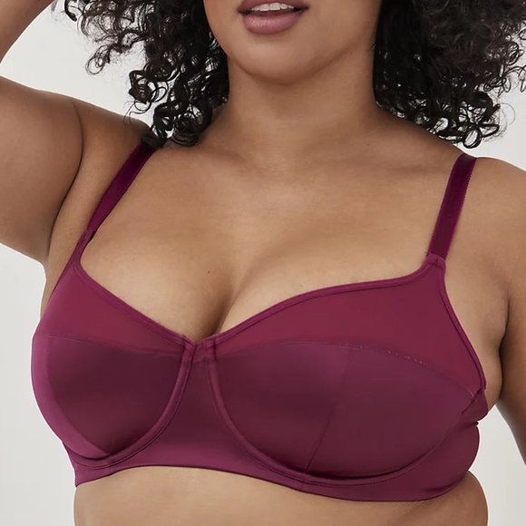 Torrid Bra 38DDD - Purple Wine Mesh Microfiber Unlined Balconette Plus Size New - Picture 1 of 4